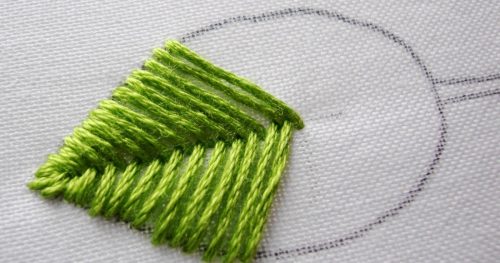 Hand Embroidery Stitches - Fishbone Stitch