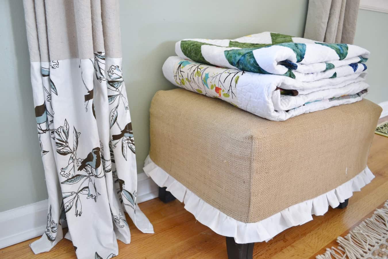 Burlap Decorating Ideas #1: Burlap Ottoman Cover